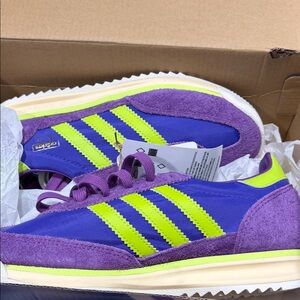 Adidas Vibrant Purple and Lime Sneakers